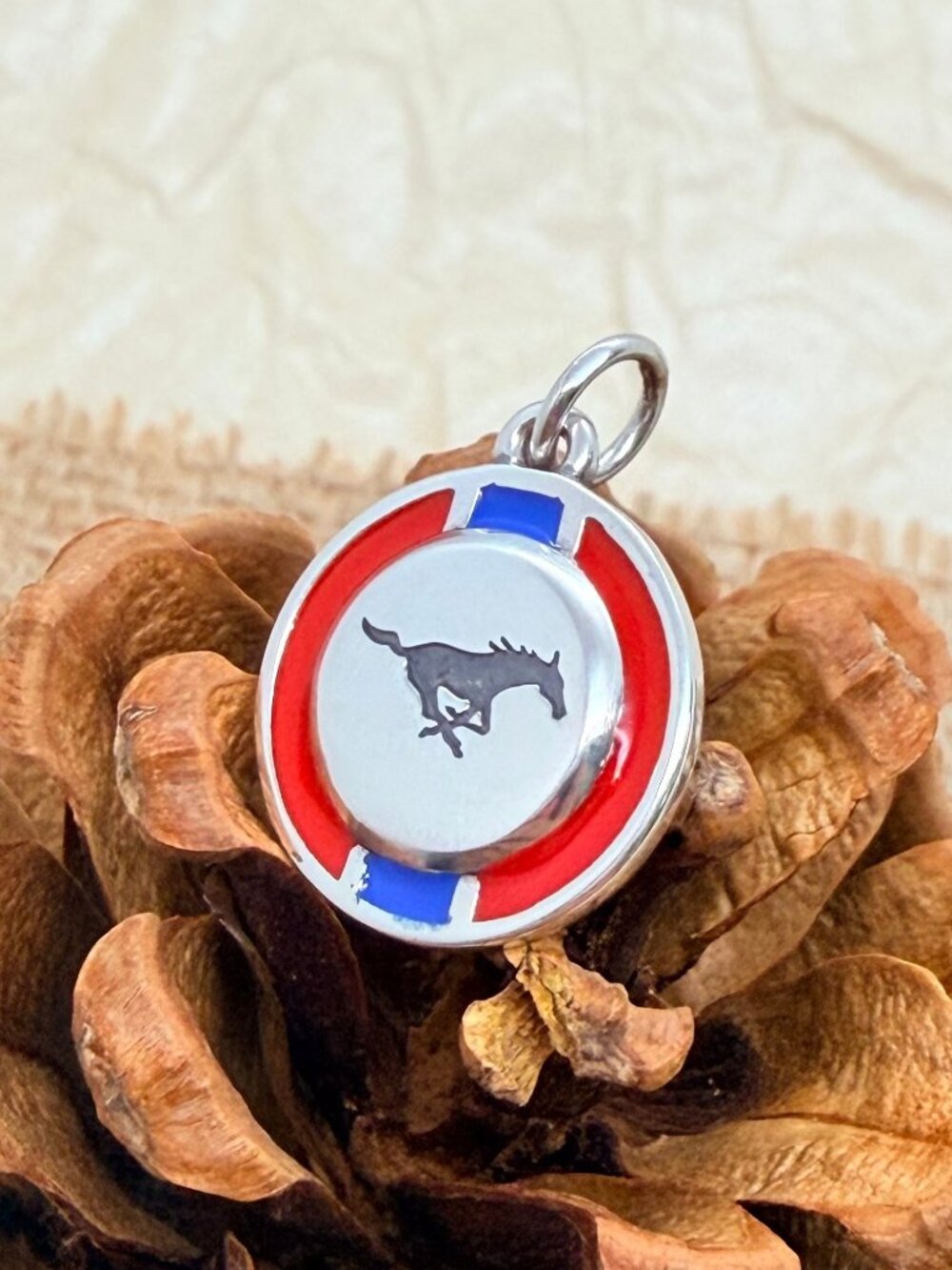 James Avery SMU Mustangs Enamel School Spirit Charm Sterling Silver
